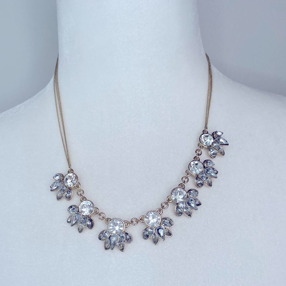 Banana Republic Gold and Silver Floral Statement Necklace